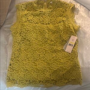 Nanette Lepore Yellow Lace Sleeveless Blouse